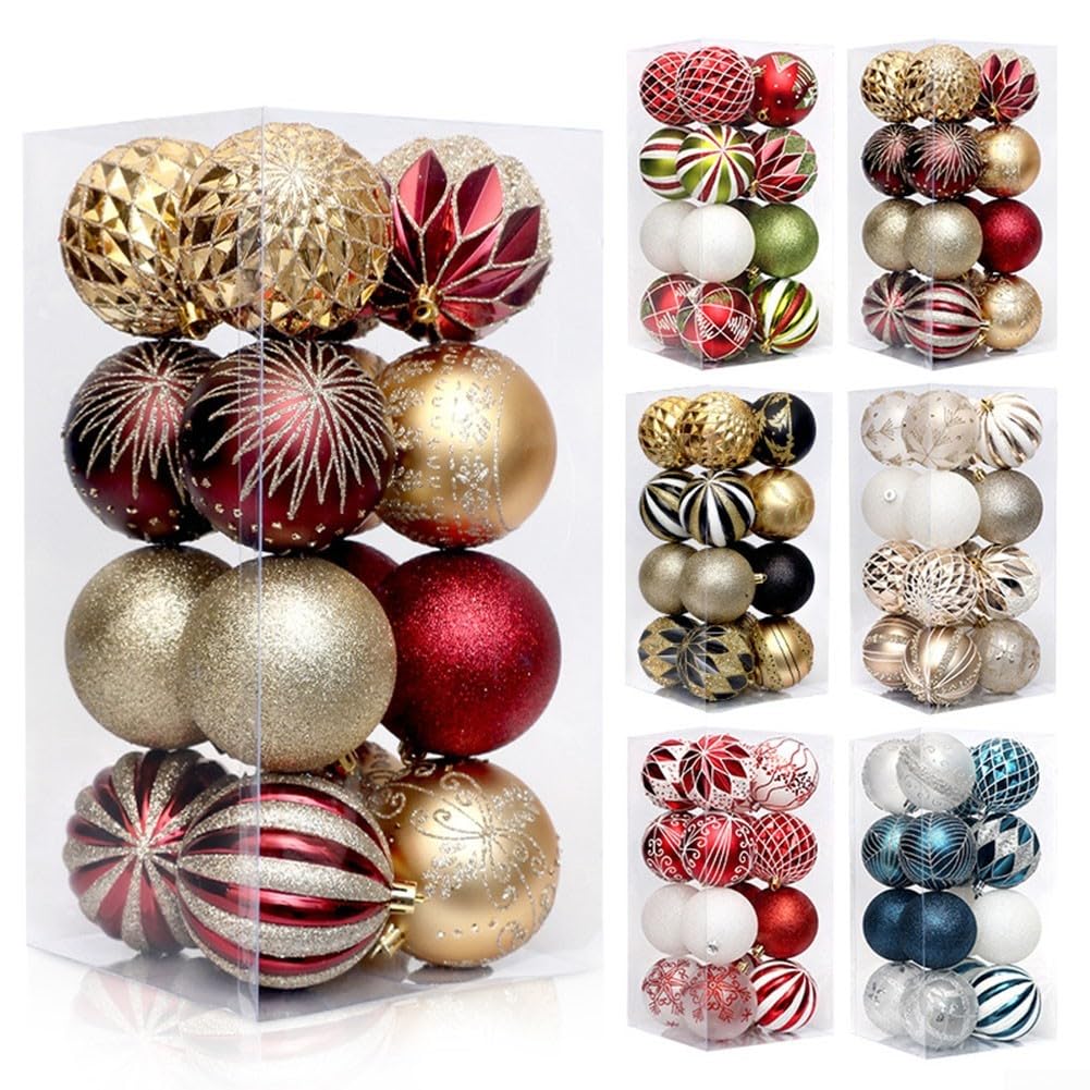 Palline Natale 16pz 8cm Decorazioni Shatterproof Palline Natale(Blue White)