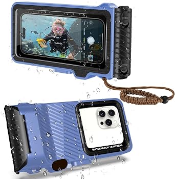 Underwater Phone Case for Snorkeling & Diving 50ft/15m, IP68 Waterproof Case for Swimming, Universal Underwater Touch Screen Case Compatible with iPhone Blue, 4th Generation Phone Case
