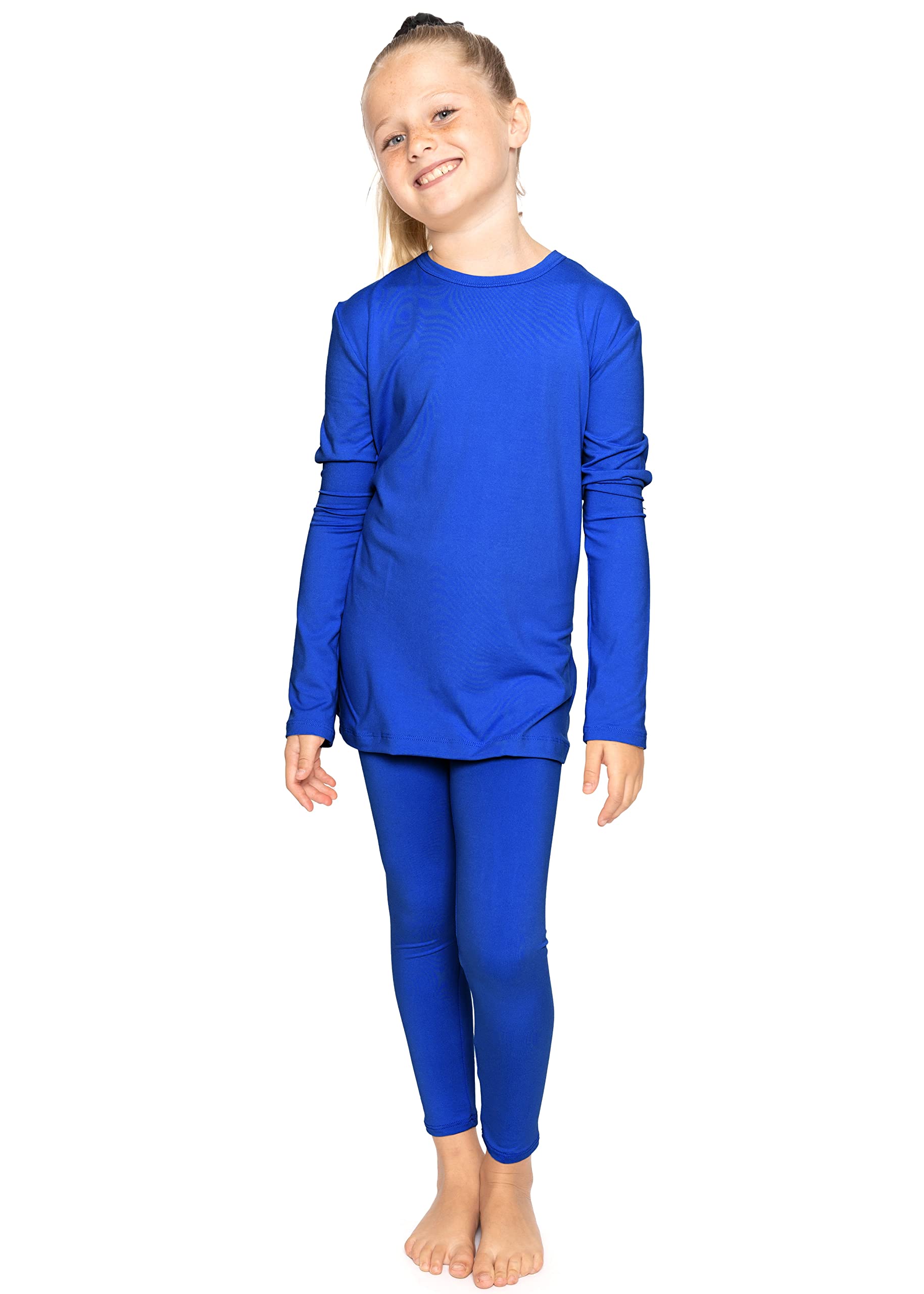 STRETCH IS COMFORT Girls 2 Piece Hoodie Short Sleeve Long Sleeve Crew Neck Top and Leggings Set Kids Thermals Underwear Set