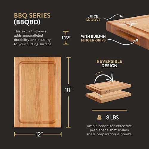 Miniatura 2 de John Boos Block BBQBD Tabla para picar reversible madera de arce veta visible con ranura para líquidos Arce con ranura para jugo