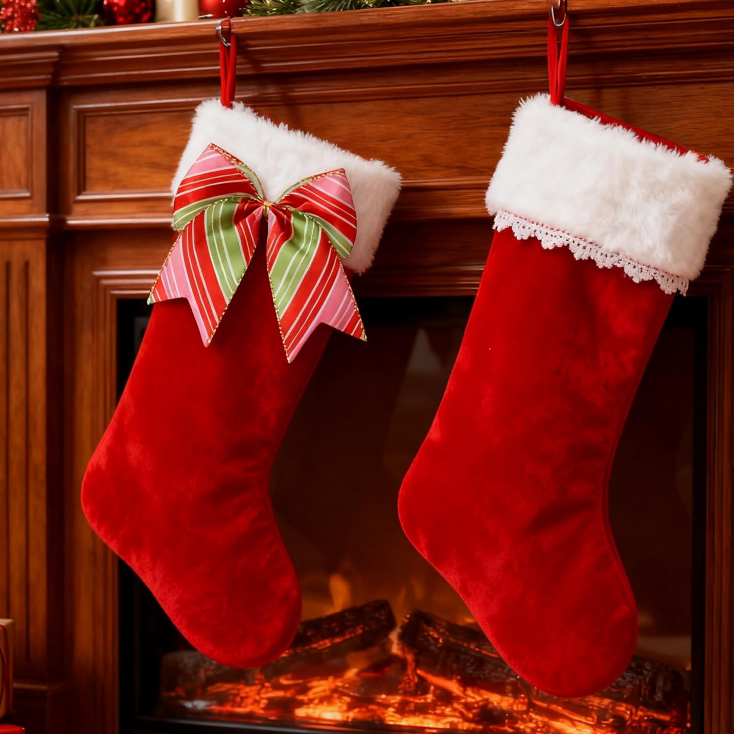 12 Pcs Christmas Bows 6 Inch Pink Red Green Candy Cane Lollipop Ribbon Bows for Xmas New Year Party Holiday Home Decor (Pink, Striped) - Image 5