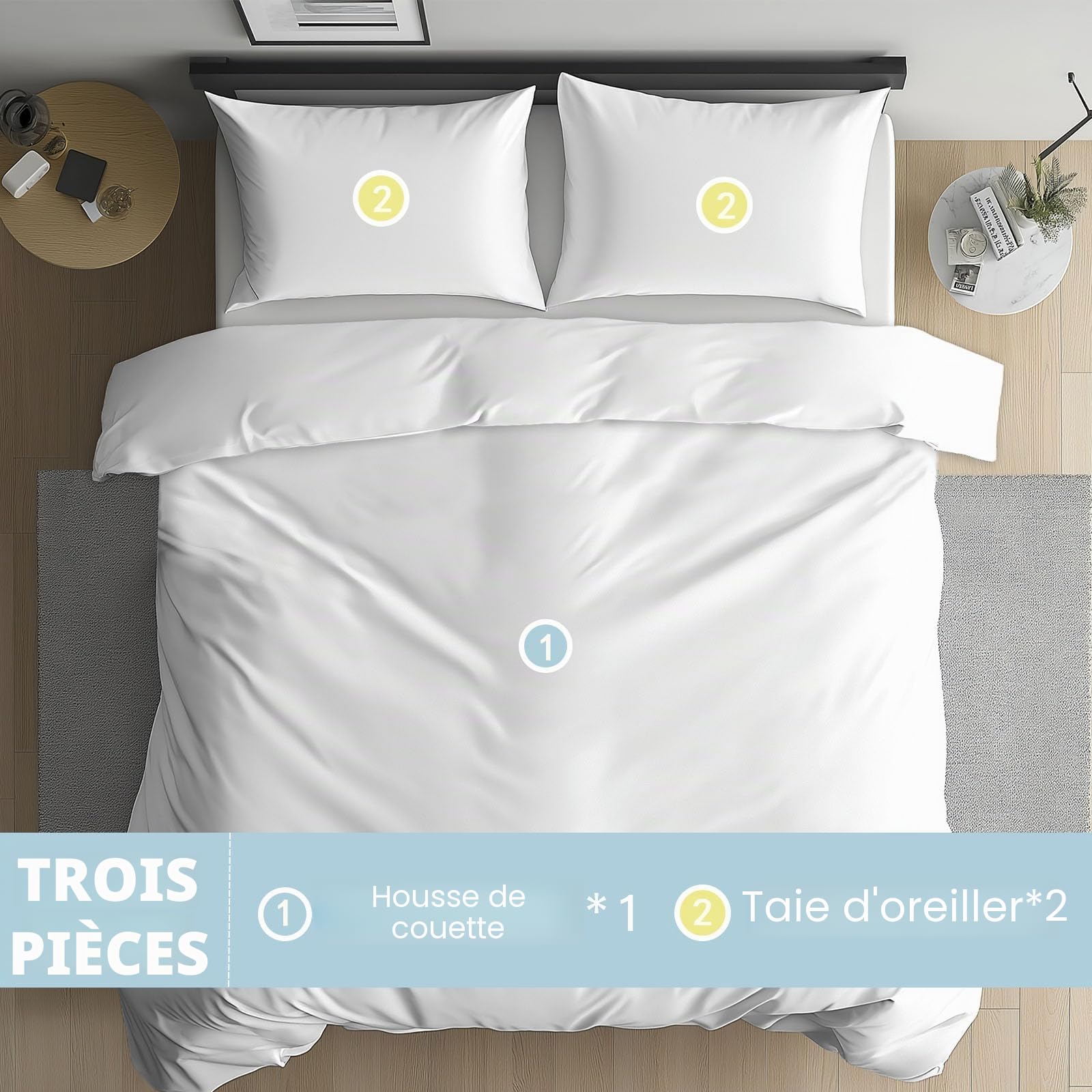 Skieurs Housse de Couette Microfibre 140x200 cm, Ski Haute Montagne Parure de Lit Réversible Forêt Naturel Housse Couette avec Fermeture Éclair et 2 Taie d'oreiller 65x65 cm