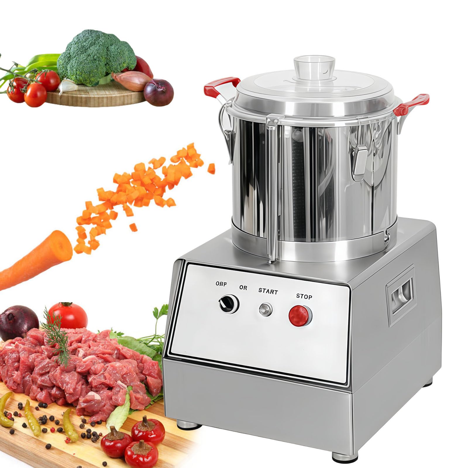 Glowdora Electric Food Chopper, Vegetable Chopper & Meat Grinder, Multi-Function Mini Food Processor With 1500rpm – For Commercial Kitchen, Seafood Shop, School Canteen (Silver) 15L