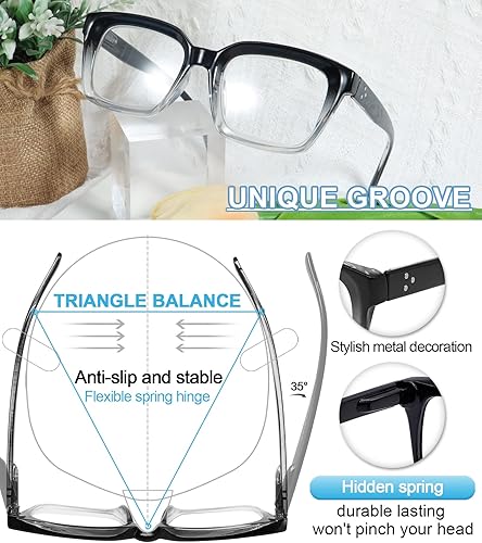 Miniatura 4 de MARE AZZURO Anteojos de lectura de gran tamaño para mujer, estilo retro, cuadrados, 1.0, 1.25, 1.5, 1.75, 2.0, 2.25, 2.5, 2.75, 3.0, 3.5