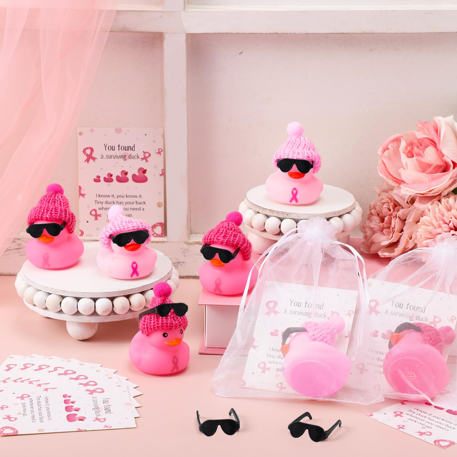 Zellophan Geschenktüten Mit Schleife – Rosa Brustkrebs-Schleife, 50 Stück, Transparent