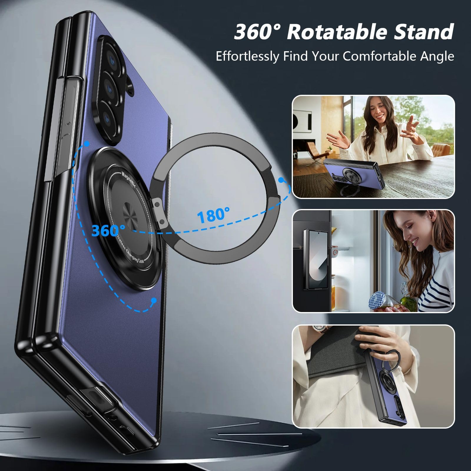 Magnetyczne etui do Samsung Galaxy Z Fold 8 Ultra galwanizowane etui z podstawką