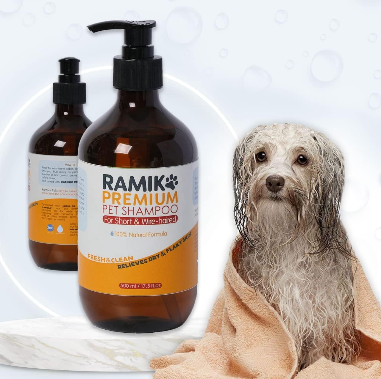 RAMIKO Dog Shampoo Sensitive Skin 500ml 100 Natural Herbal Formula