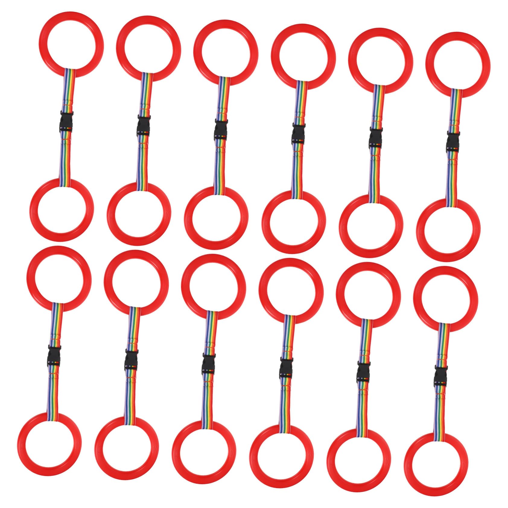 Pulsera de Seguridad para Niños Pequeños 24 Anillas, Rojo | Plástico y Tejido, Liberación Rápida, Alta Visibilidad, 24 Juegos, para Guardería y Actividades al Aire Libre
