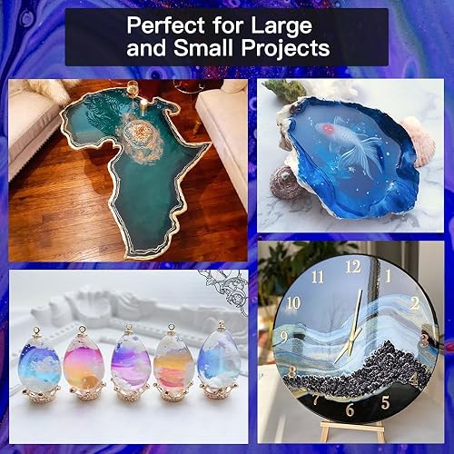 Miniatura 4 de GRLELOU Kit de resina epoxi 1 galón, resina epoxi transparente de fácil mezcla 11, sin amarillamiento, sin burbujas, alto brillo, autonivelante para