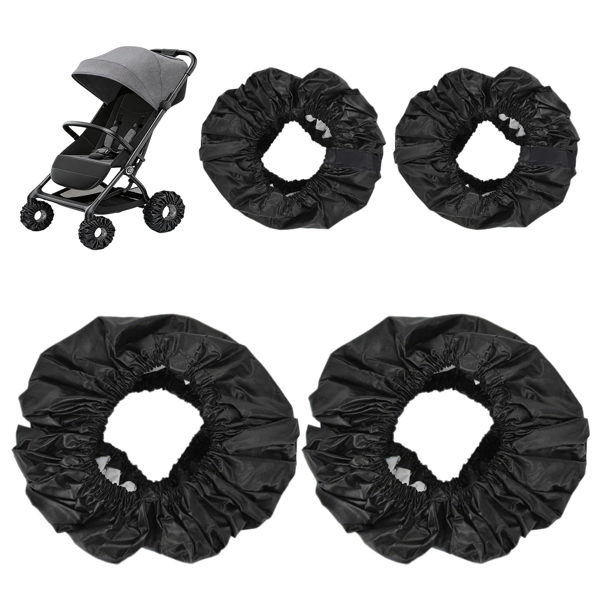 4er Set Kinderwagen Räder Schutz & Kinderwagen Reifen Überzieher, Wasserdichte Radabdeckungen Für Saubere Böden Und Auto, Robust Für Als Vielseitiges Rollator Zubehör Im Alltag Und Auf Reisen (Groß)