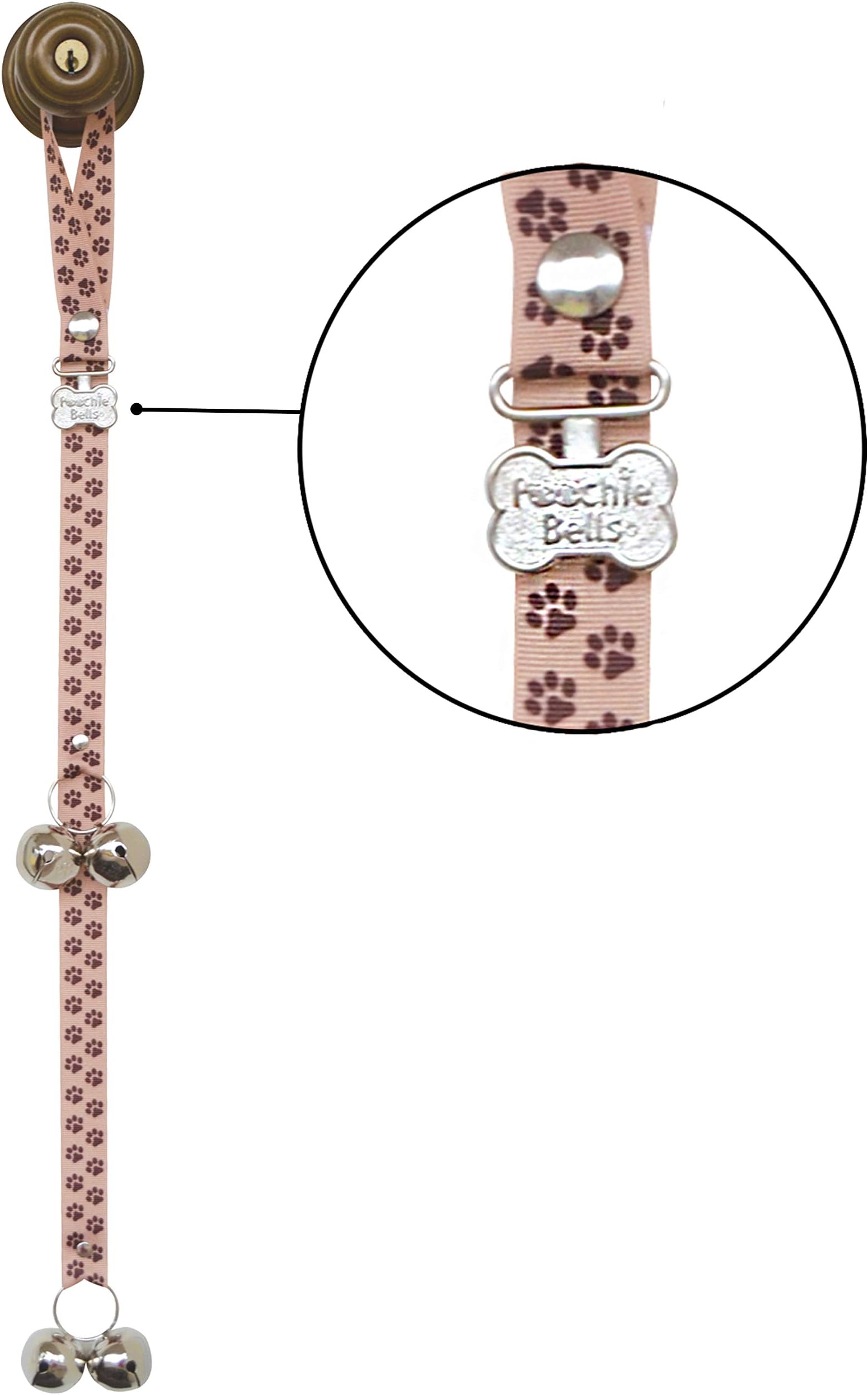 PoochieBells the Original & Trusted Housetraining & Potty Time Dog Doorbell for Loving Dog Families Since 2005. A clear, pleasant and easy way for your family to know when its potty time for your furry best friend. All PoochieBells are individually handcrafted in the USA. Mudslide Chocolate Paw Prints Design