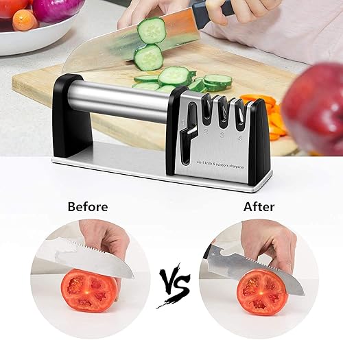 Miniatura 7 de Afiladores de cuchillos, herramienta de afilado de cuchillas y tijeras de cocina 4 en 1, potentes accesorios profesionales para cuchillos de cocina