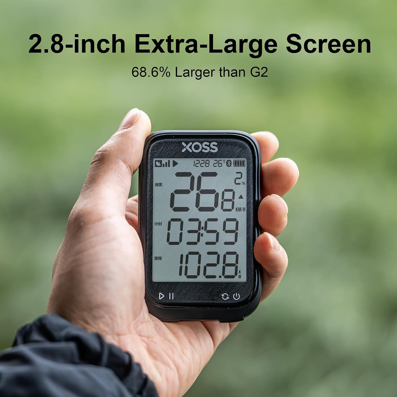 XOSS G3 GPS Bike Computer, Bluetooth,2.8" LCD Cycling Speedometer | Customizable Display, 40H Battery, IP67 Waterproof, Multi-GPS, USB-C, Syncs with Strava & XOSS App