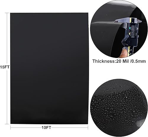 Revestimiento de Estanque de 10 x 15 Pies, Revestimiento HDPE de 20 Mil para Estanque de Peces, Revestimientos de Estanque para Estanques