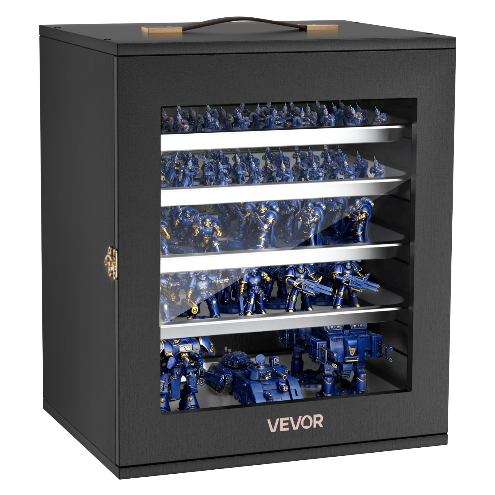 VEVOR Estuche de Almacenamiento para Miniaturas, Vitrina Expositora en Miniatura para Figuras de Acción con Puerta de Acrílico Carcasa de Madera Mango y Cerradura, 5 Bandejas Magnéticas, Colecciones