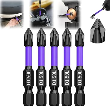 Dfcdcoo D1 Anti-Slip and Shock-Proof Bits with Phillips Screwdriver Bits, Upgraded High Hardness and Strong Magnetic Bit 50mm