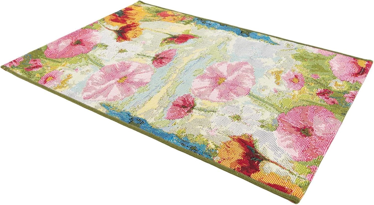 Rugs.com Outdoor Botanical Collection Rug – 2x3 Multi Flatweave-Pile Rug Perfect for Entryways, Kitchens, Breakfast Nooks, Accent Pieces