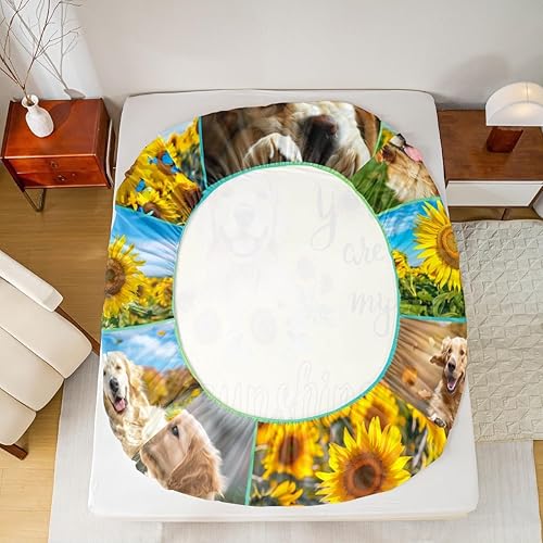 Miniatura 6 de Lindo juego de sábanas bajeras de tamaño individual, bonito juego de ropa de cama con estampado de girasol para niños y niñas, decoración de