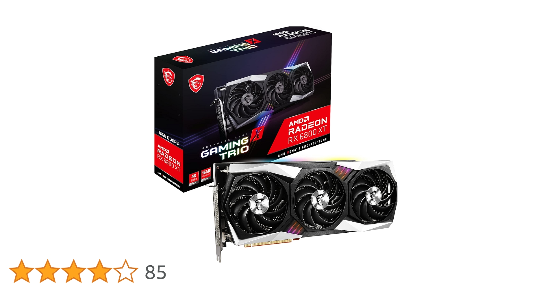 MSI RX 6800XT GAM X Trio 16G Carte Graphique Taille Unique Noir