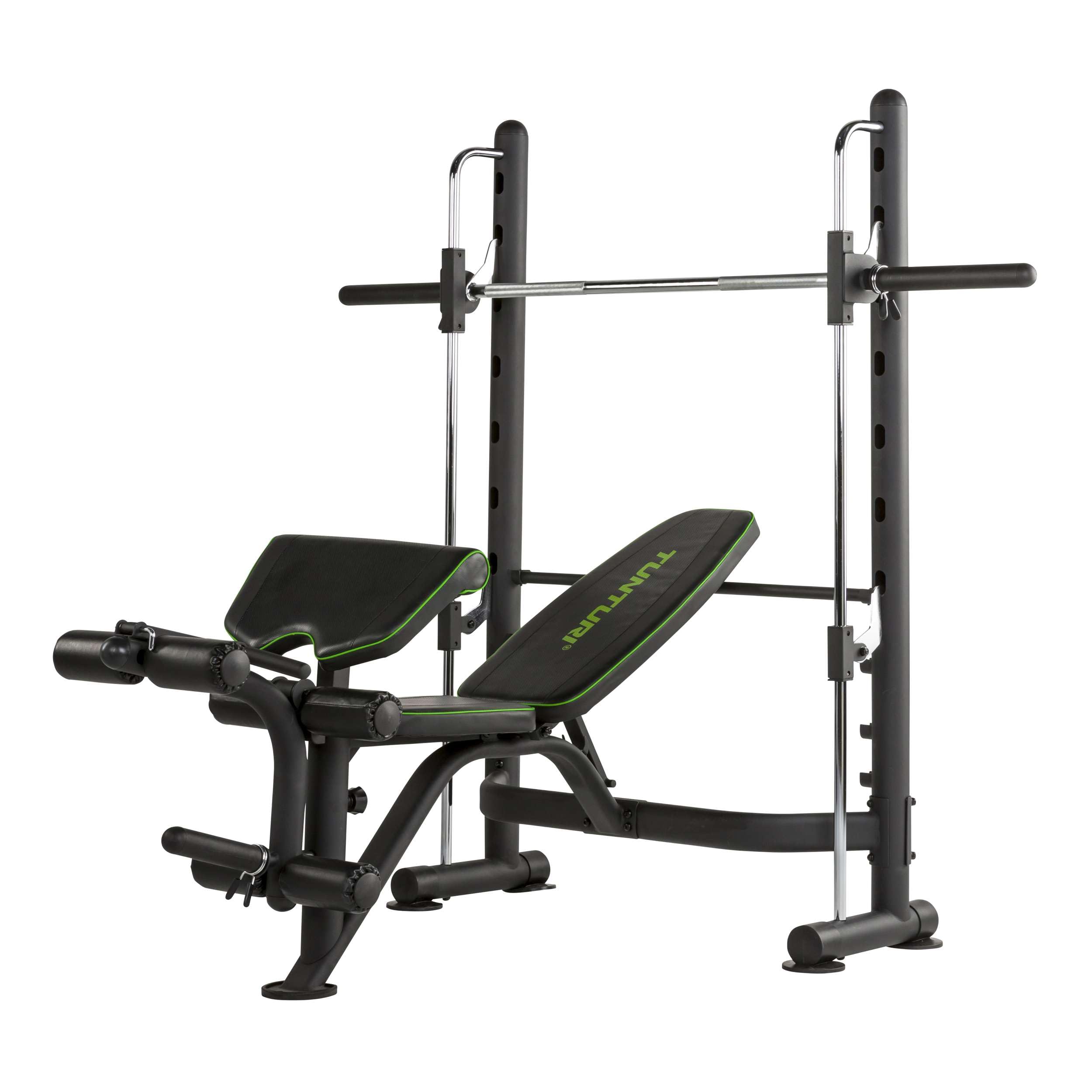 Tunturi Smithmachine SM60, Kraftstation, Hantelbank negativ, Beintraining, Situps, verstellbare Langhantelstütze