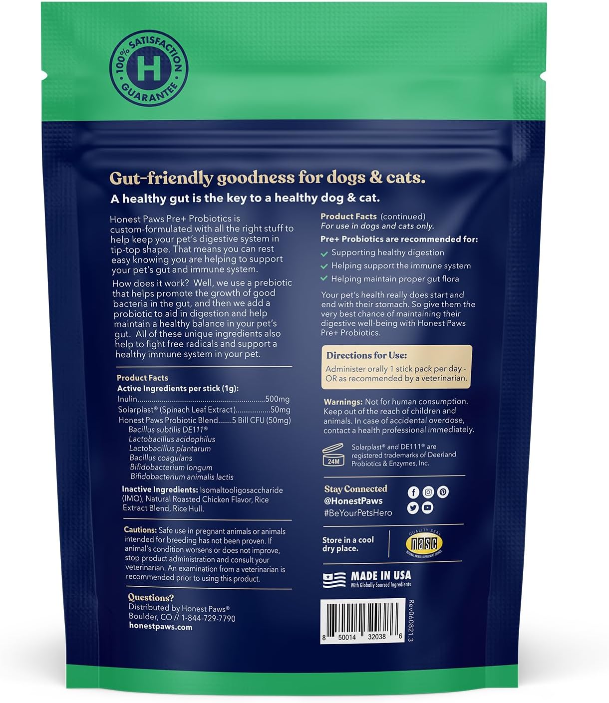 Honest Paws Probiotics for Dogs & Dog Multivitamin - Glucosamine Chondroitin for Joint Health - Allergies, Immunity, Gut Health - Digestive and Skin & Coat Support