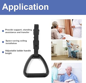 Bed Trapeze for Elderly-Ceiling Mounted Trapeze for Bed Mobility Transfer,Stand Ladder Bed Helper for Disabled,Pull Up Bar Bed with Adjustable Cord,Suitable for Hospital, Bedroom