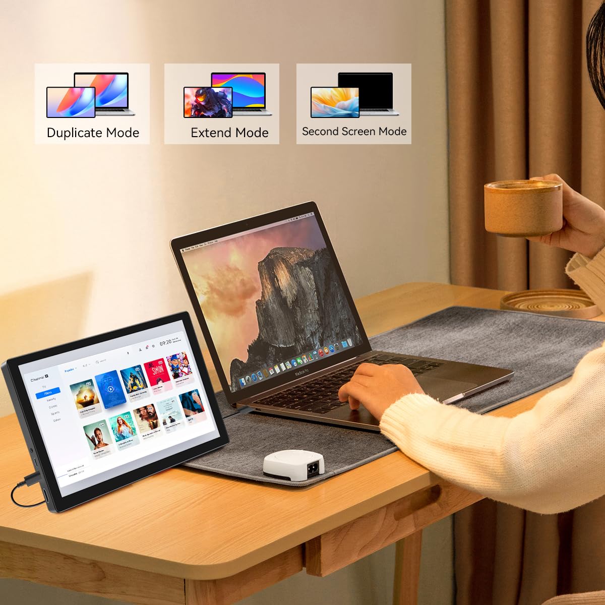 Showscren Small Touchscreen Monitor 10.1inch,1366x768P Touch Screen 60hz 400cd/m² 99% sRGB HDMI USB-C Travel Portable Monitor for Xbox PS4/5 Laptop Raspberry pi — view 5