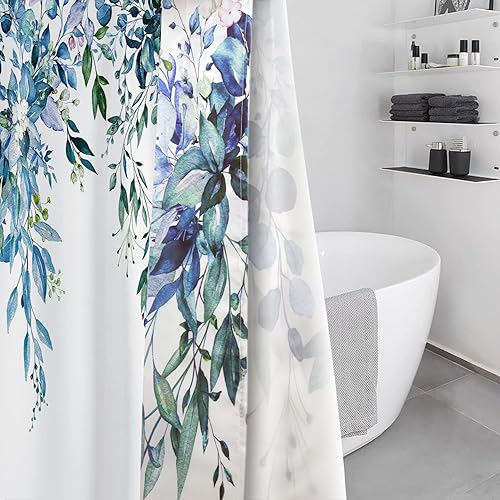 Miniatura 7 de Cortina de ducha de eucalipto azul de 60 x 72 pulgadas, cortina de baño de hojas de plantas en acuarela, cortina de ducha de tela impermeable