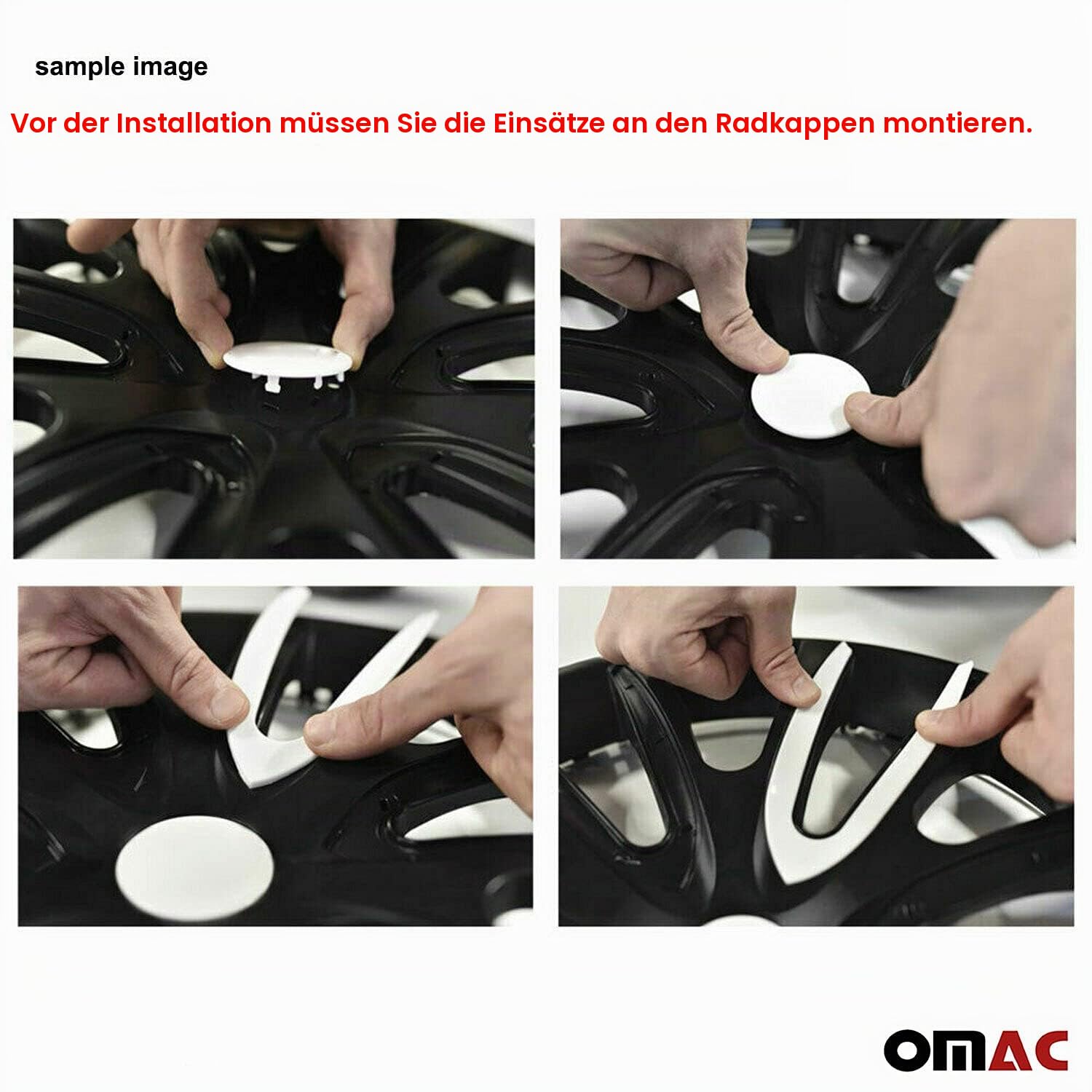 OMAC 4X Radkappen Radzierblenden Radblenden 16" Zoll Stahlfelgen Matt Schwarz-Schwarz