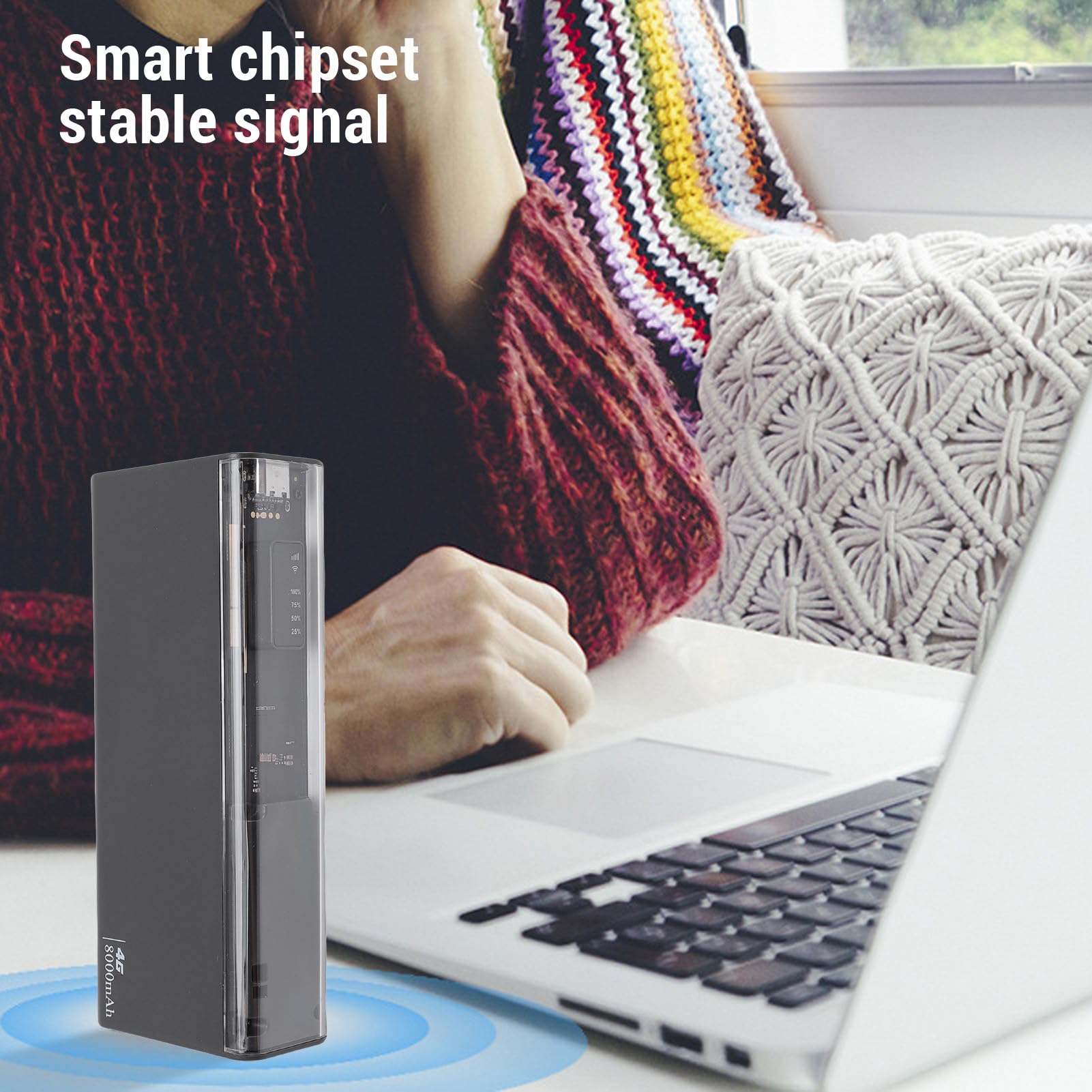 4G LTE Mobile Hotspot Router, 10 Verbundene Geräte 300 Mbit/s 2,4 G 5,8 G 8000 MAh Batterie-LED-Anzeige, mit WPA WPA2 WiFi-Verschlüsselung, für Europa, Afrika, Südostasien