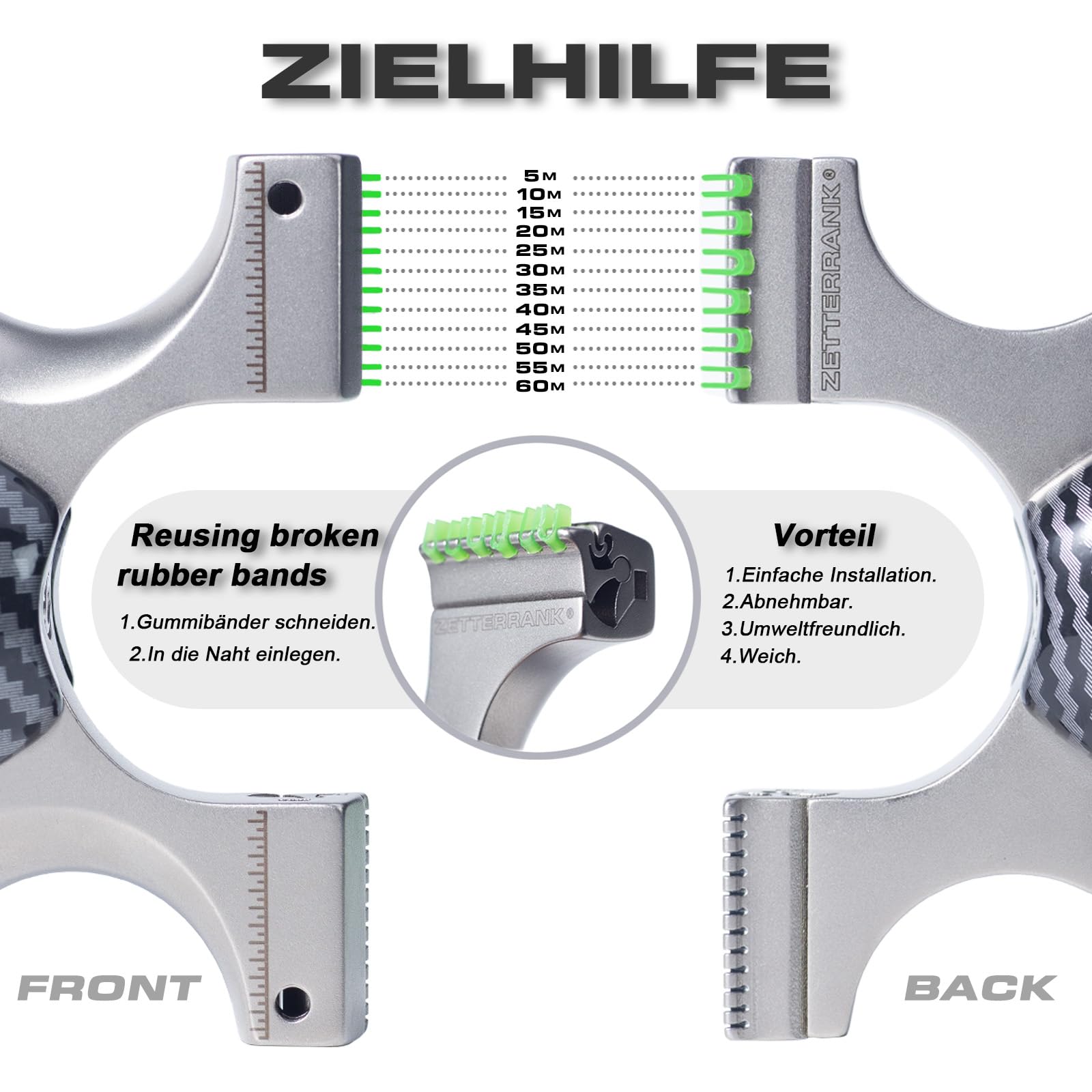 Zwille Steinschleuder Profi Set,Super-Clip Slingshot,Schleuder mit Gummiband,Sportgerät in Bundle Sets mit Ersatzgummi und Tonkugeln.