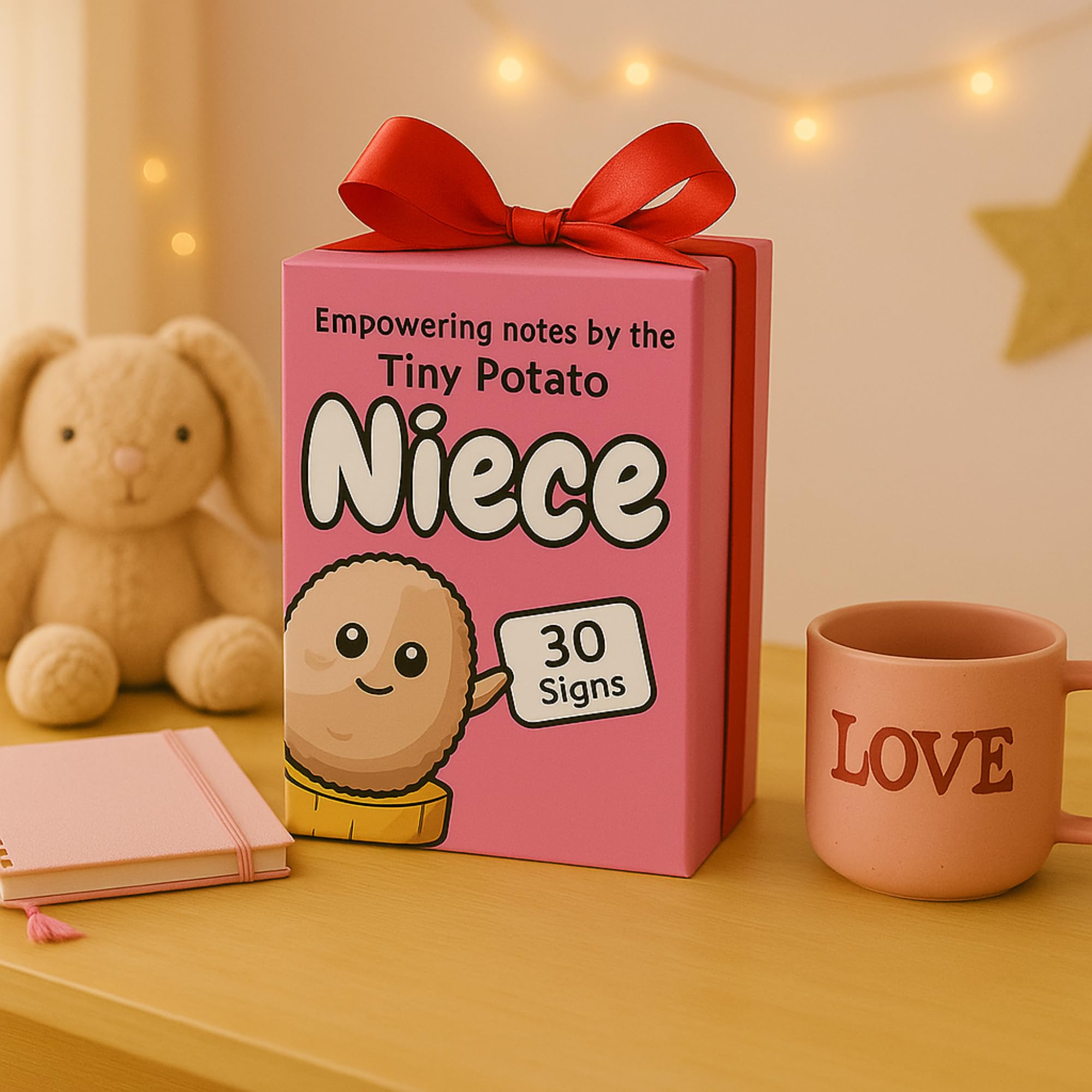 Mothers Day Niece Gift from Auntie, Uncle - Tiny Potato Crochet with 30 Cute Signs - Funny Birthday Gifts from Aunt or Uncle - Best Niece Ever Present Ideas for Mothers Day - Birthday Gift from Auntie
