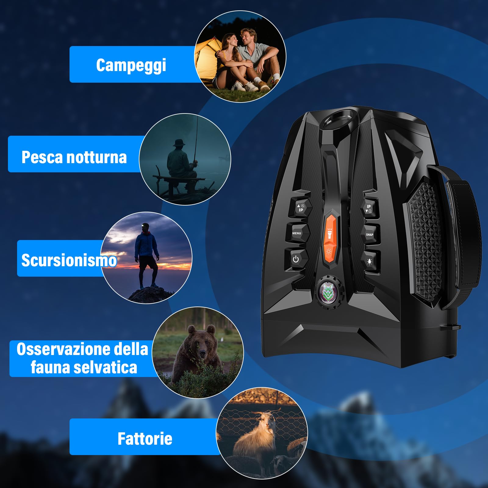 Visore Notturno, Display HD Da 4" Binocolo Visione Notturna 4K, Zoom Digitale 10X Visione Notturna 800M, 5000mAh Binocolo Visore Notturno a Infrarossi Da 5 W Per Il Campeggio, Caccia