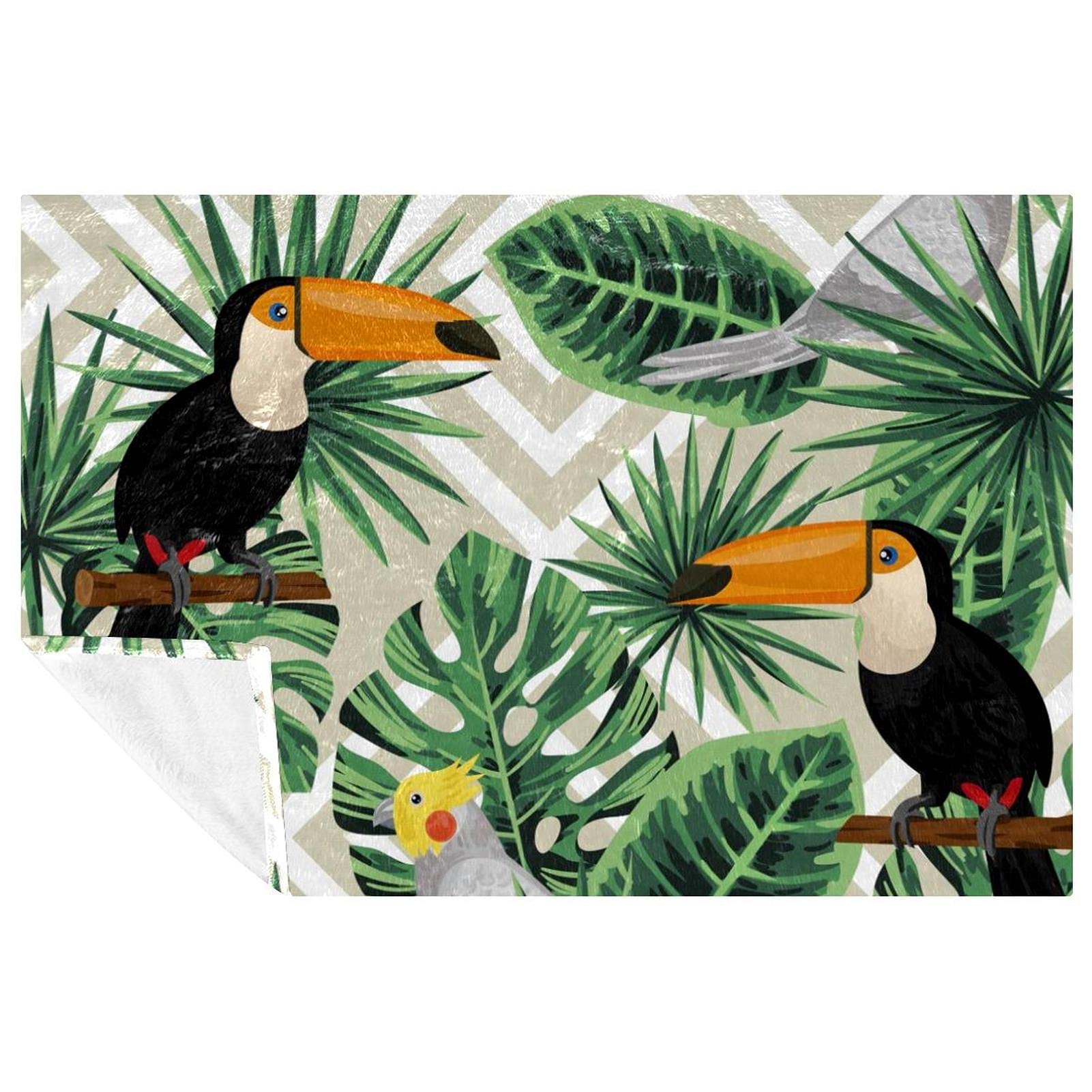 Couverture douce motifs tropicaux plaid chaud pour canapé lit camping et plage