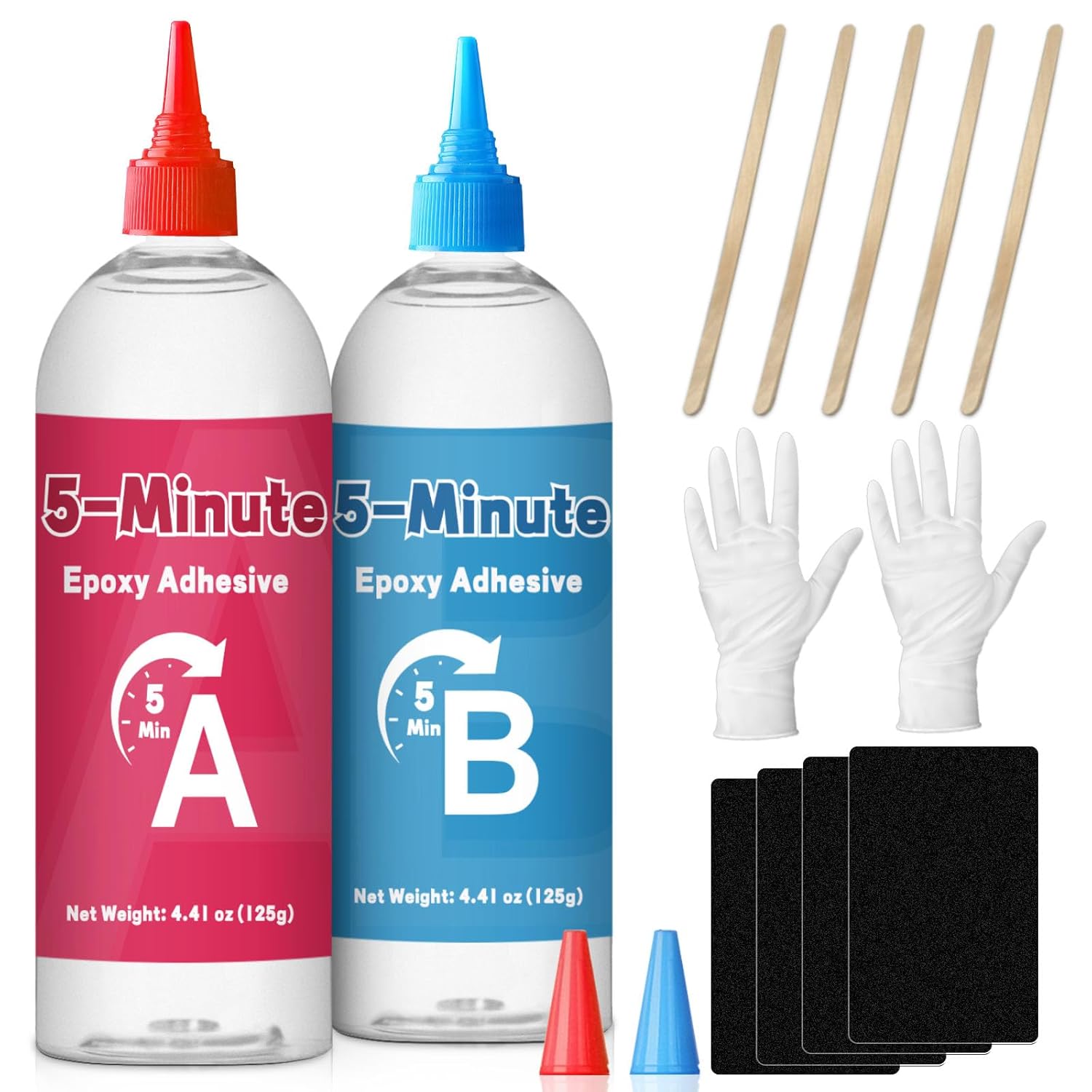 Epoxy Glue - 8.4 oz. Quick Cure 5 Minute Epoxy Adhesive - Super Tough and Durable - Clear 2 Part Epoxy Glue for Repairing Hard Plastics, Metals, Ceramics, Wood, Etc