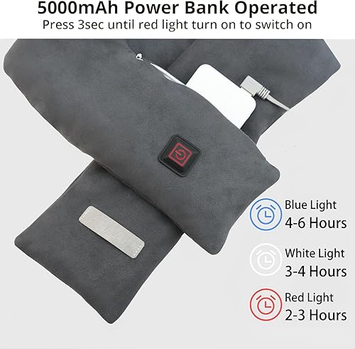 Miniatura 5 de Almohadilla térmica para el cuello, bufanda térmica eléctrica con banco de energía de 5000 mAh, calentador de cuello inalámbrico para aliviar el