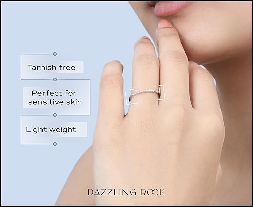 Miniatura 2 de Dazzlingrock Collection 0.08 Cttw Anillo de boda de diamantes para mujer, anillo de boda de diamante blanco redondo natural real, minimalista