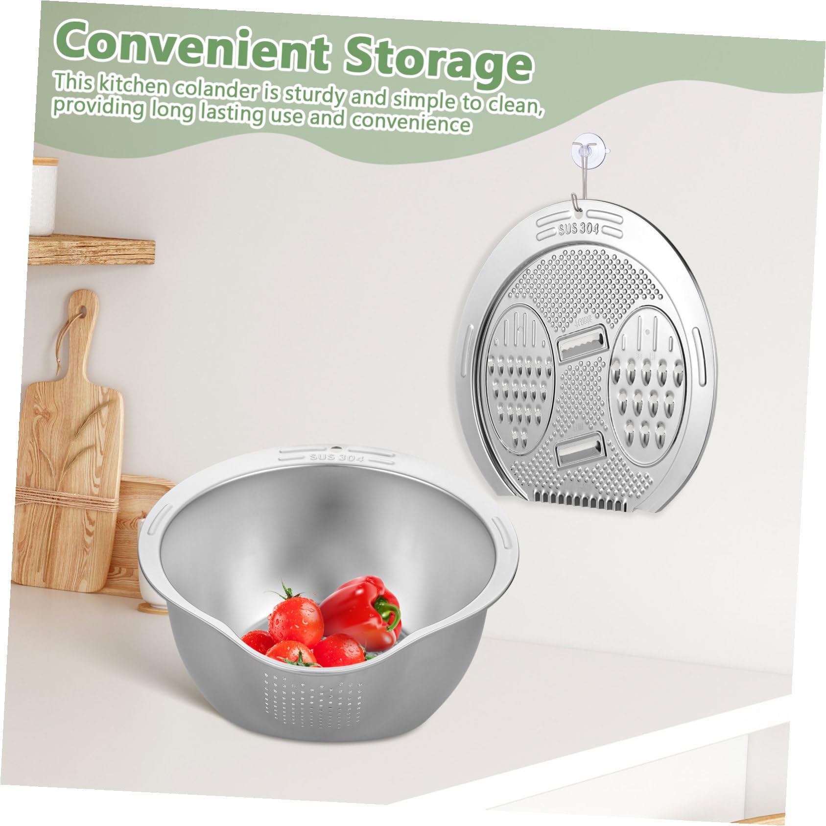 TOYANDONA Colador de Arroz de Acero Inoxidable con Base Antideslizante y Malla Fina Cuenco Multifuncional para Lavar y Escurrir Cocina Diseño Compacto y Estable