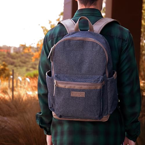 Miniatura 5 de Wrangler Powell - Mochila para viajes, con logotipo clásico, resistente al agua, casual, para viajes, con funda acolchada para portátil, Azul