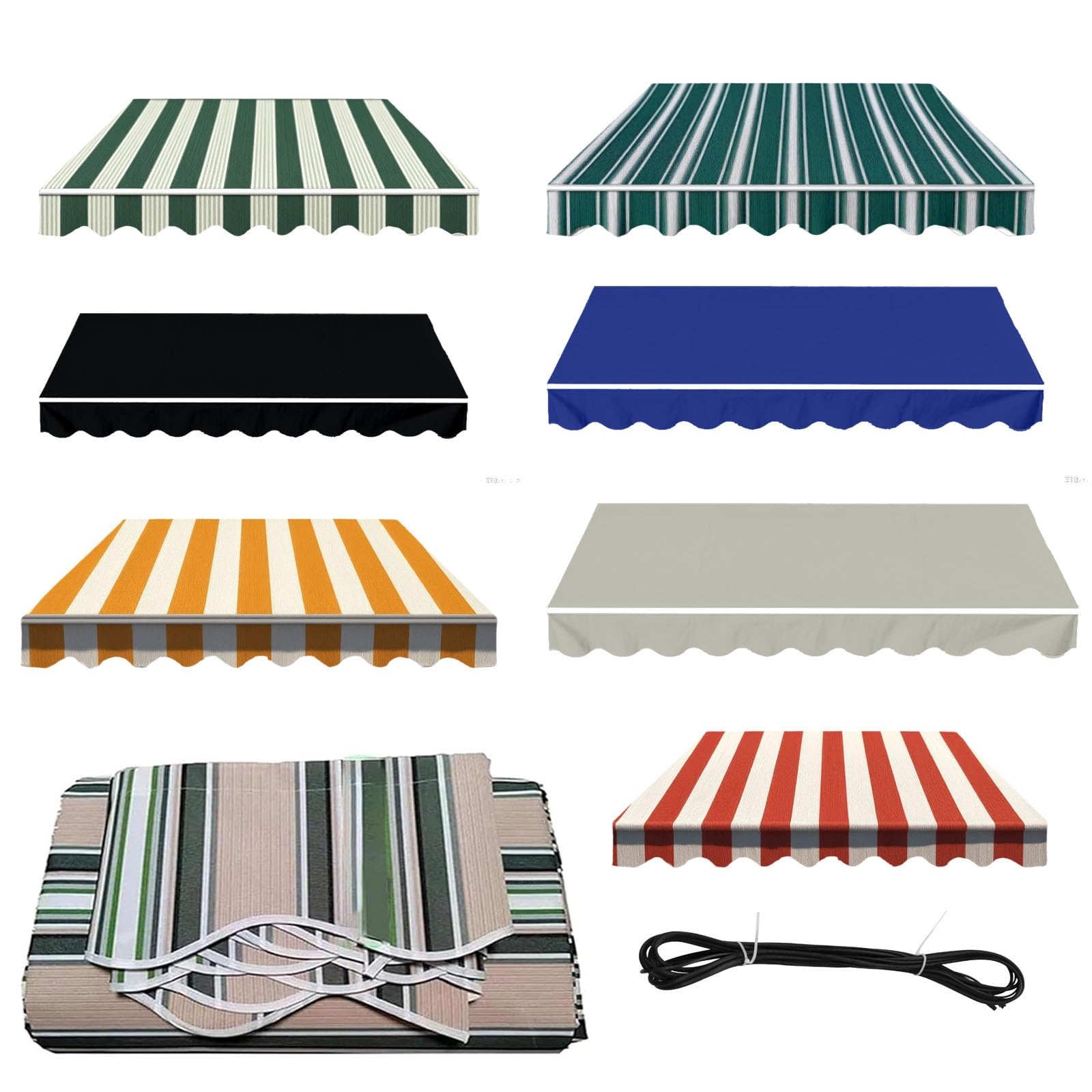 Tissu de Rechange Imperméable et Anti-UV pour Store Banne, Toile d’Auvent Polyester Haute Résistance, Terrasse, Jardin ou Patio, Compatible avec Stores Rétractables 2-5m