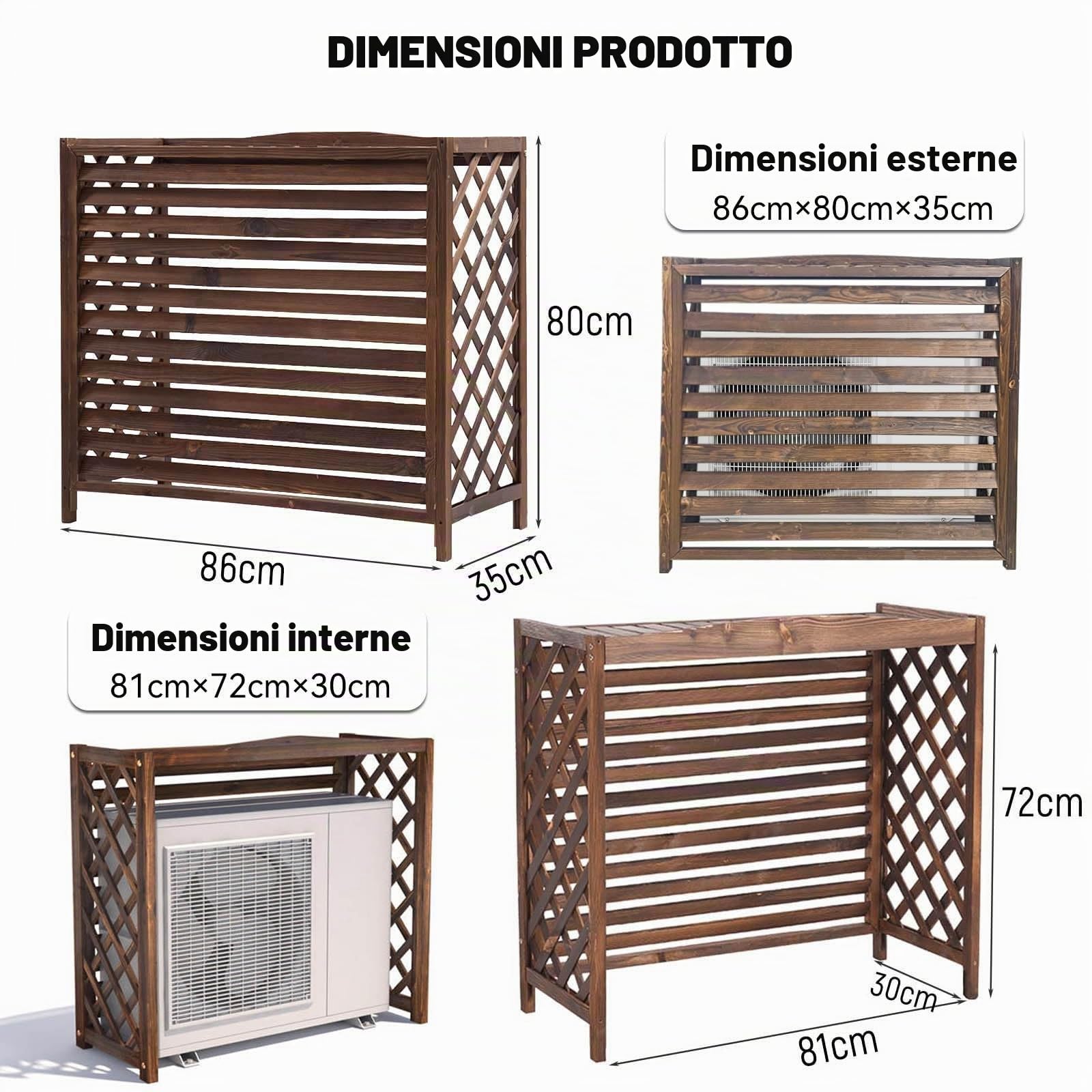 Copri Condizionatore Da Esterno Legno Copertura Condizionatore Esterno Copri Motore Condizionatore Per Esterno Balcone Copertura Motore Condizionatore Esterno Proteggere Dal Sole E Dalla Pioggia(86x35