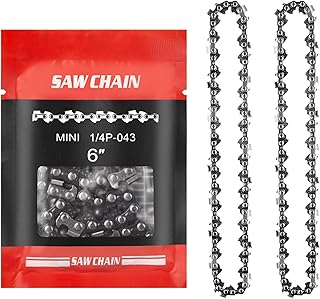 Vastar Electric Chain Saw Chain 2pcs, Chain Saw Chain for 6-Inch Mini Electric Chain Replacement, Low-Kickback Carbon Steel Chain Saw Chains