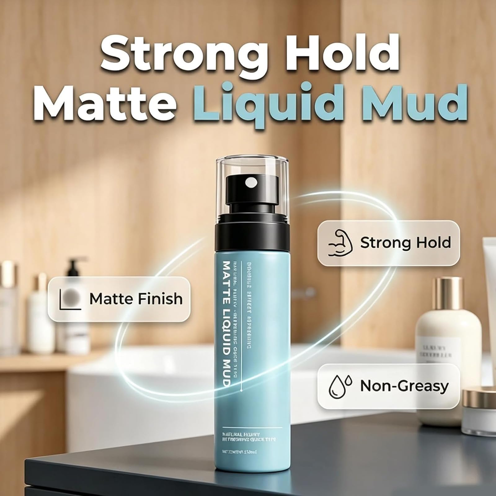 Schnell trocknendes, mattes Styling-Schlammspray für Herren, mattierter Flüssigschlamm, Haarspray für hartes Haar – extra starker Halt, Meersalz sprüht Haartexturierung, sofort flauschiges (5pcs)
