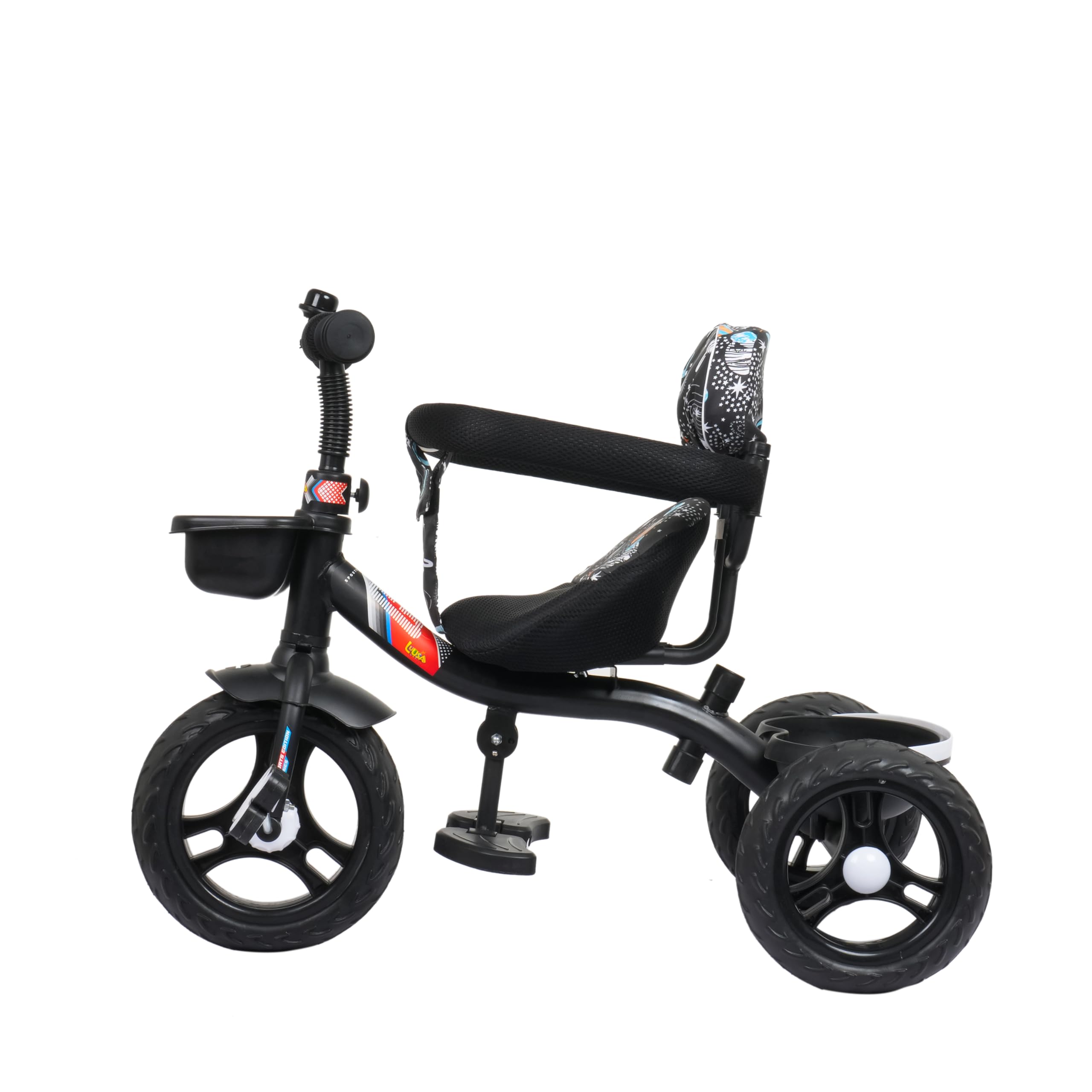 Luusa® Galaxy Edition GT-500 Plug and Play Tricycle with Height Adjustable Parental Control | Kids Safety Belt | Foam Cushion Seat | for Age Group 2+ Years | Carring Capacity 30-KGS (Galaxy Black) - Image 6 thumbnail