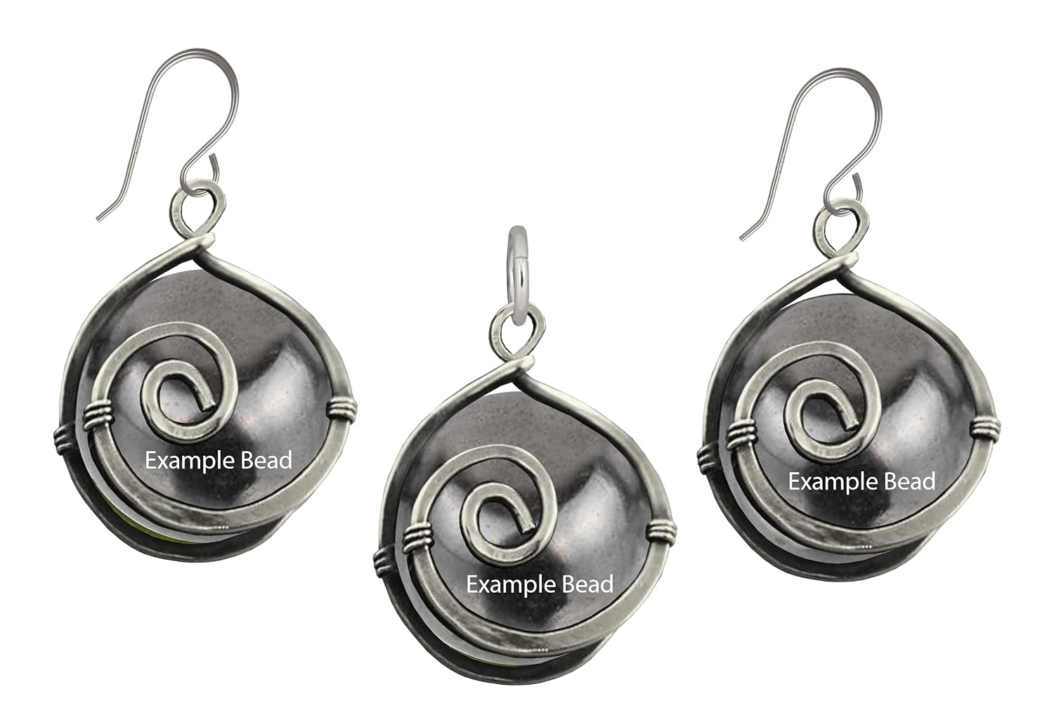 Tibetan Black Tektite 10mm Infinity Spiral Earrings in Steel, Copper, Bronze, Black Iron, Titanium, Sterling Silver, 14K Gold, Rose Gold, or Black Niobium Wire (Handmade) - Image 3