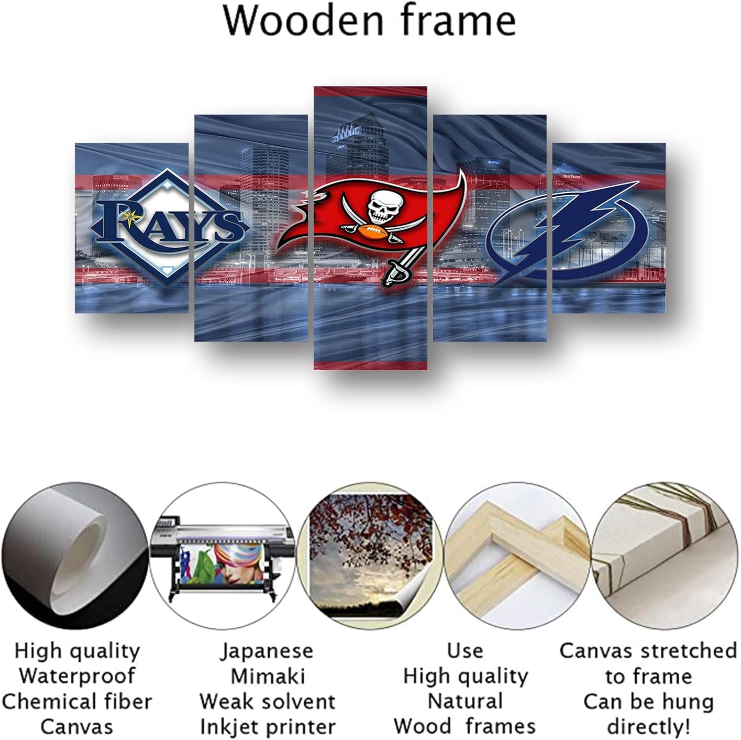 Tampa Bay City Sports Team Poster Sports Canvas Wall Art Pattern Print Art Deco Fan Home Decor Photo (Framed,60x100cm)
