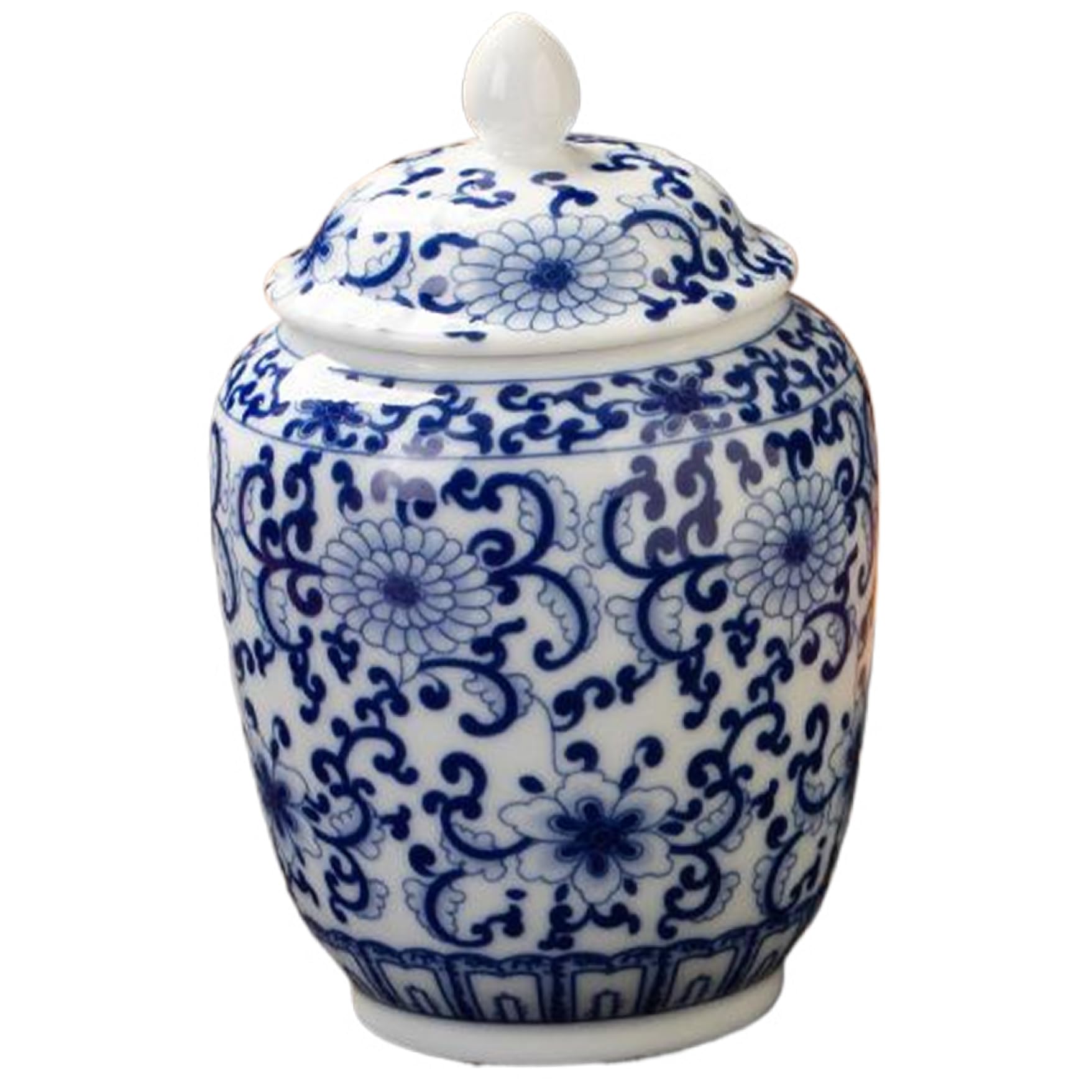 Suxdlan 1Pc Ginger Jar Vase, Porcelain Chinoiserie Chinese Style Traditional Porcelain Jars Blue And White Vase For Home Decor Table Decoration Weddings Home