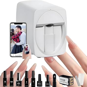 Nail Printer Nail Art Machine | Upgrade Portable 3d Nail Painting Machine W/Multiple Accessories,1000+ Designs,Smart Diy Art Fingernail Printer Machine For Home Nail Salon Cute Girls Women White