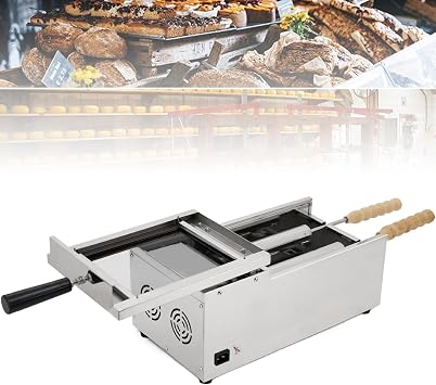 Electric Ice Cream Cone Baking Oven, Commercial Electric Hungarian Kurtos Kalacs Cake Pop Roller Machine, Ice Cream Cone Grill Maker with 2 Baking Rollers
