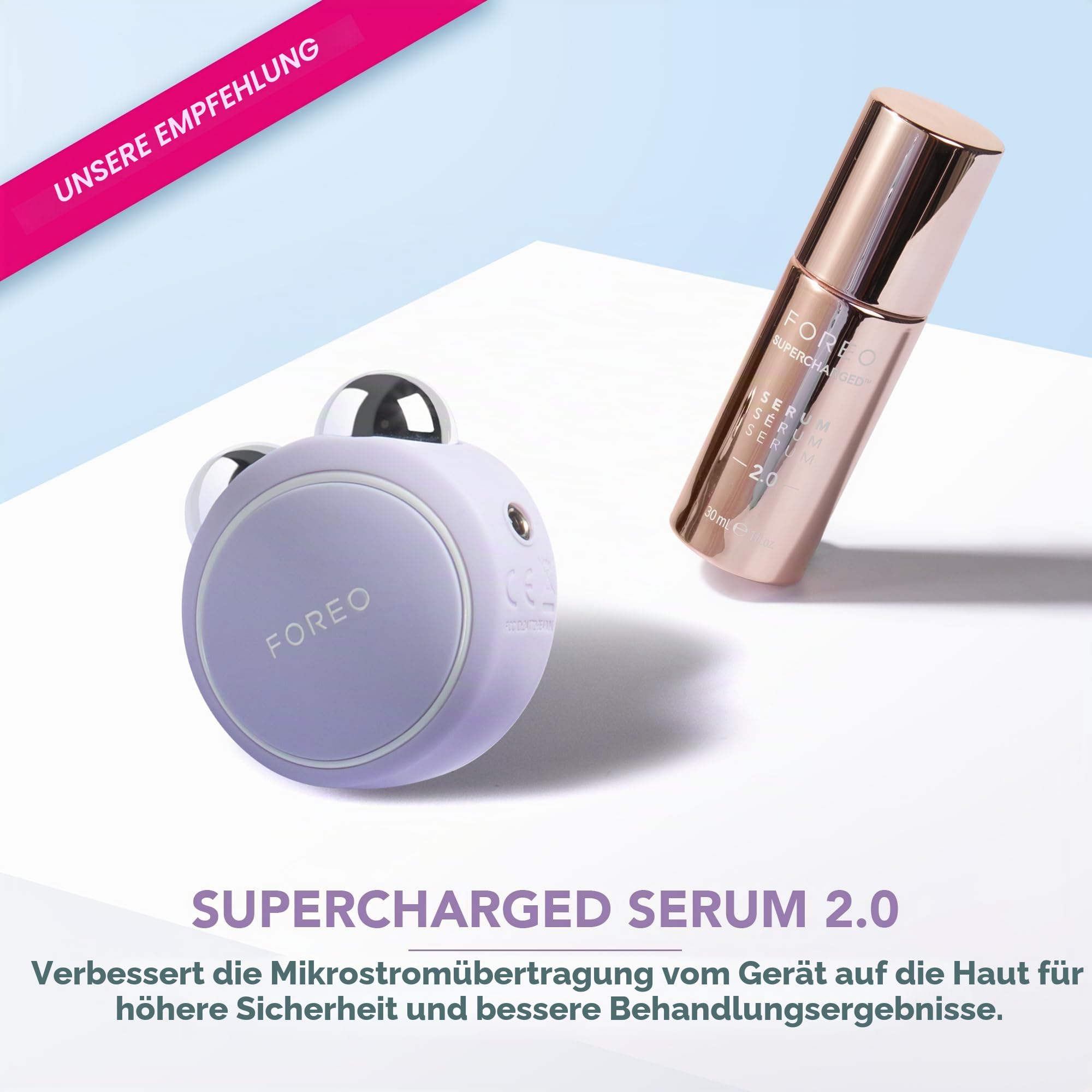 FOREO BEAR mini Gezieltes Mikrostrom-Facelifting-Gerät - Gesichtsmassagegerät gegen falten - Gesicht & Jawline Trainer - Gesichtsmassage - Face lifting gerät-- Anti-Aging - Lavander